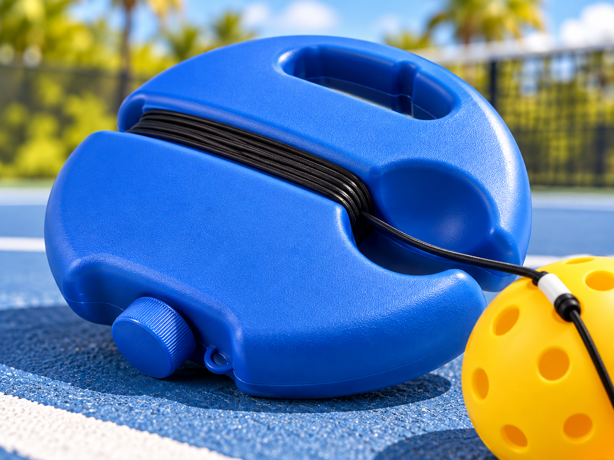 Close-up of the PickleJoy Solo Trainer base