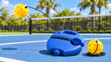 PickleJoy Solo Trainer on a sunny pickleball court